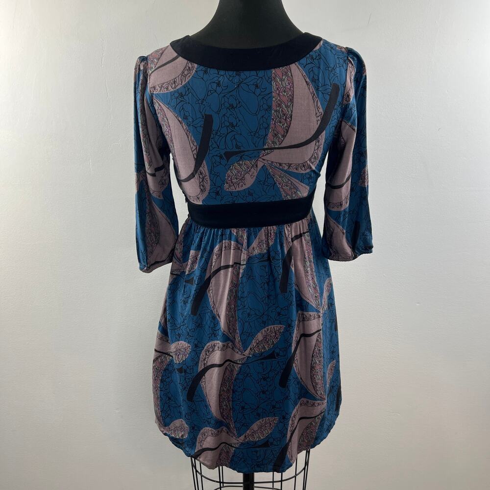 Kimchi Blue Brown Print 3/4 Sleeve Deep V Neck Dress Size S Small - Picture 6 of 9